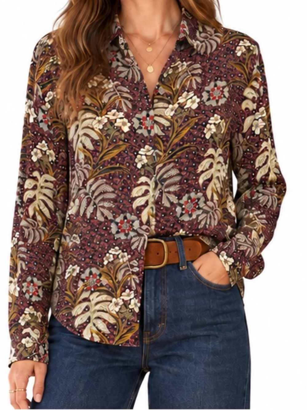 River Island M Floral Button-Down Blouse – Boho Botanical